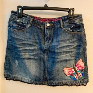 Patchwork denim skirt